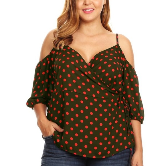 Tops - Plus Size Polka Dot Print